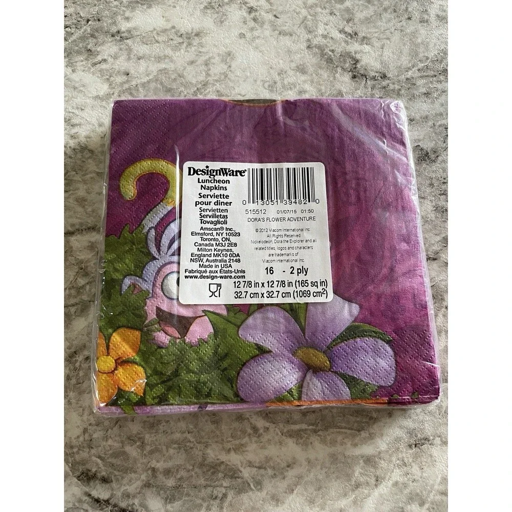 Doras Flower Adventure Lunch Dinner Napkins Birthday Party Supplies 16 Ct + 3